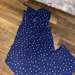 Polk a dot blue and whit romper medium